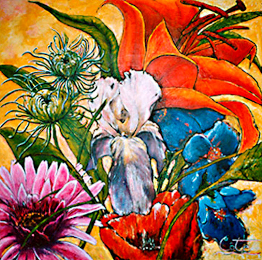 Toile : Un bouquet d'amour - Acrylique (Collection privÃ©e) - 2003